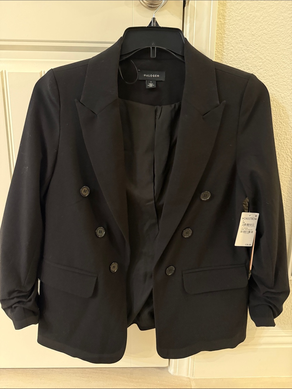 Halogen Black Double-Breasted Blazer